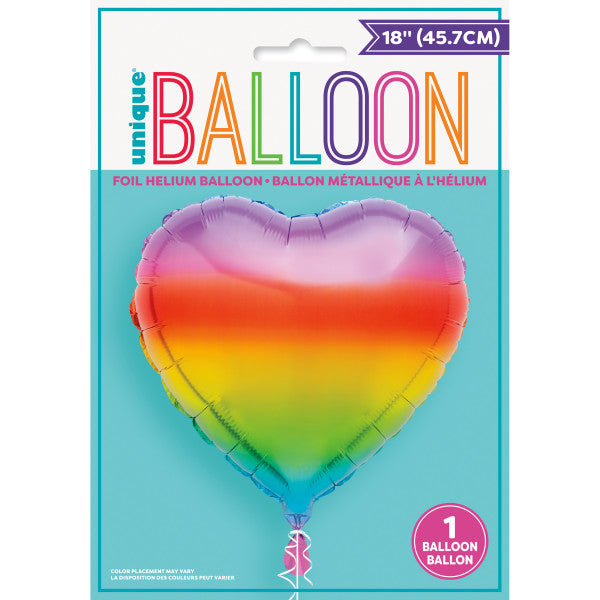 Gradient Rainbow Heart Foil Balloon 18"