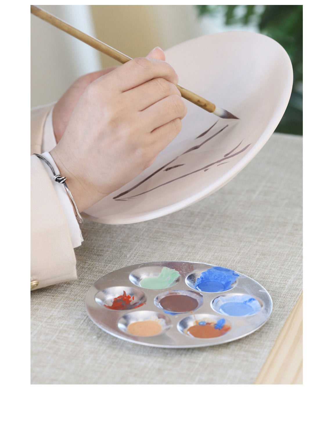 13.5cm Aluminium Painting 6 Well Round Paint Palette