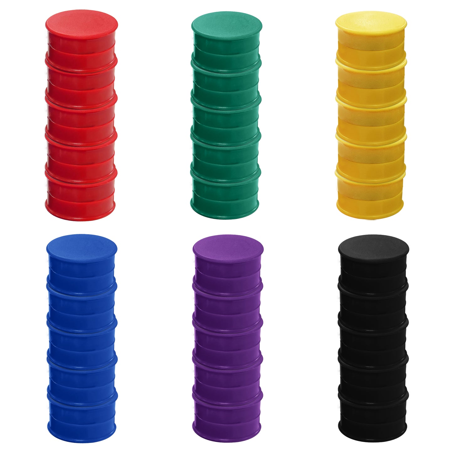 Pack of 36 Assorted Coloured Round Flat Magnets - 24mm Whiteboard Notice Board Office Fridge