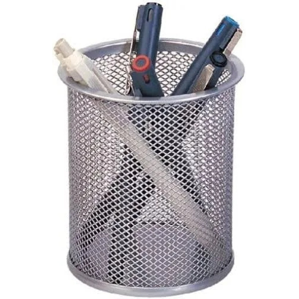 Silver Wire Mesh Pen Cup 11.7x14cm