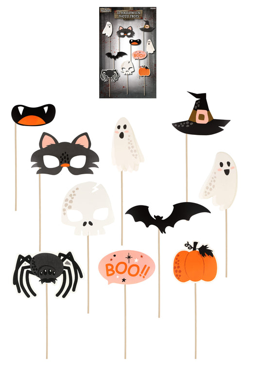 Pack of 10 Pieces Halloween Photo Booth Props with Sticks