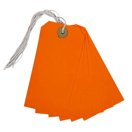 Box of 1000 Orange Strung Tags 120mm x 60mm