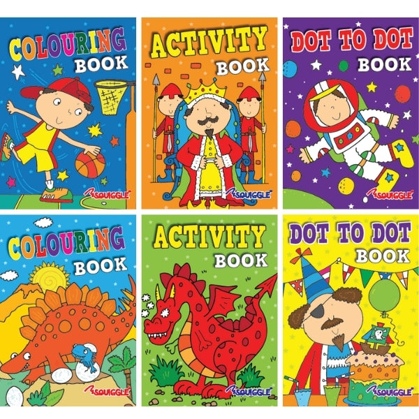 Pack of 6 Mini Colouring & Activity Books for Boys