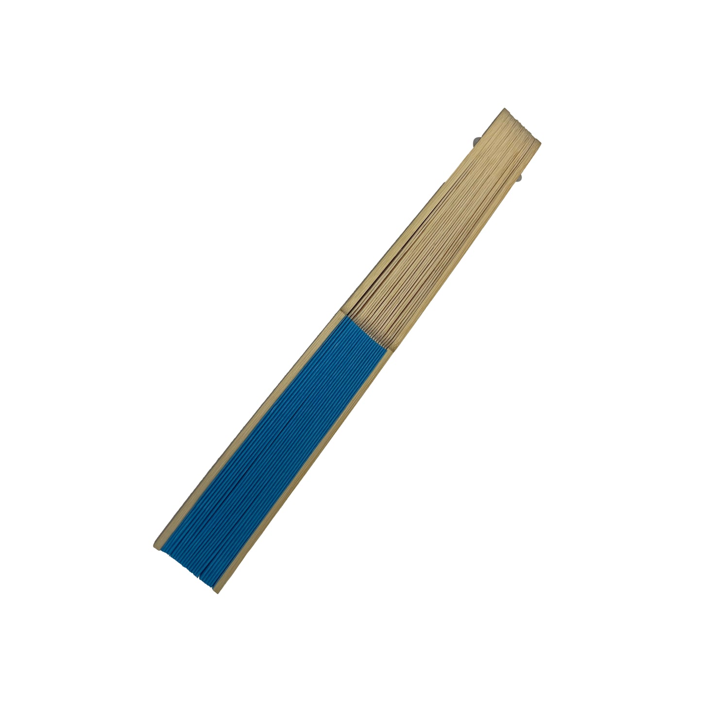 Blue Paper Foldable Hand Held Bamboo Wooden Fan by Parev