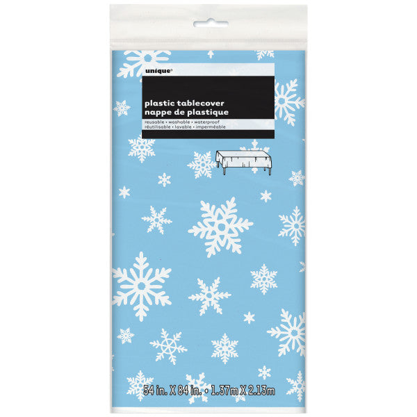 Christmas Snowflakes Rectangular Plastic Table Cover, 54"x84"