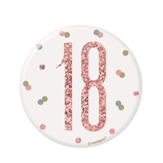 Birthday Rose Gold Glitz Number 18 Badge