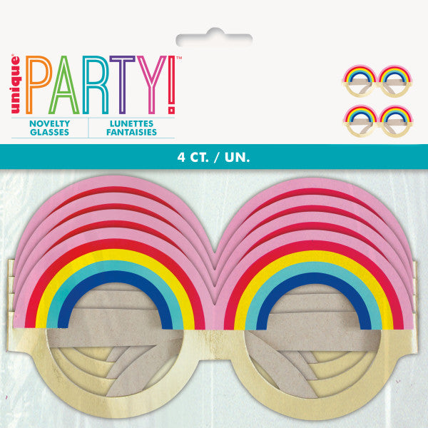 Pack of 4 Foil Rainbow Paper Party Novelty Glasses