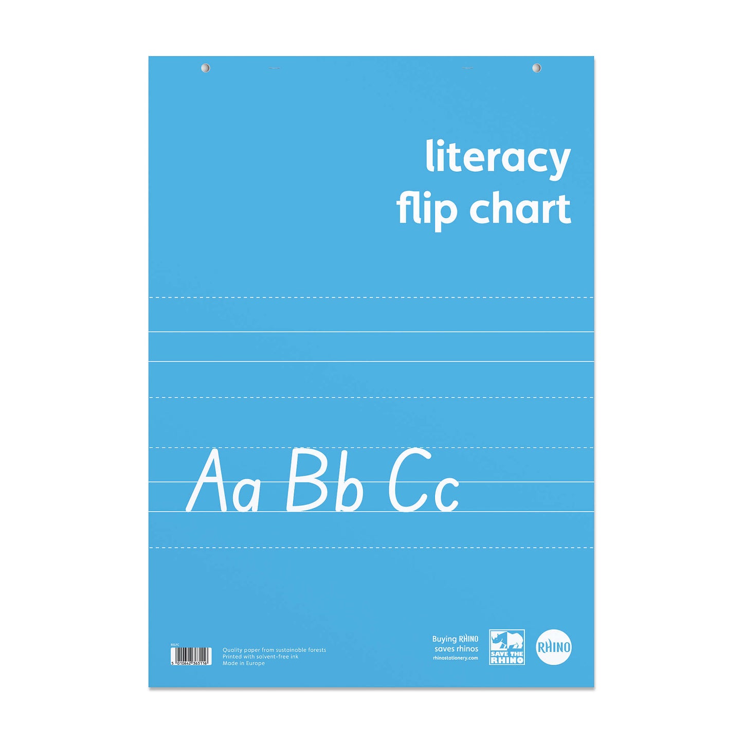 Rhino A1 Educational Literacy 30 Leaf Handwriting Guide Ruling with Plain Reverse Flip Chart Pad