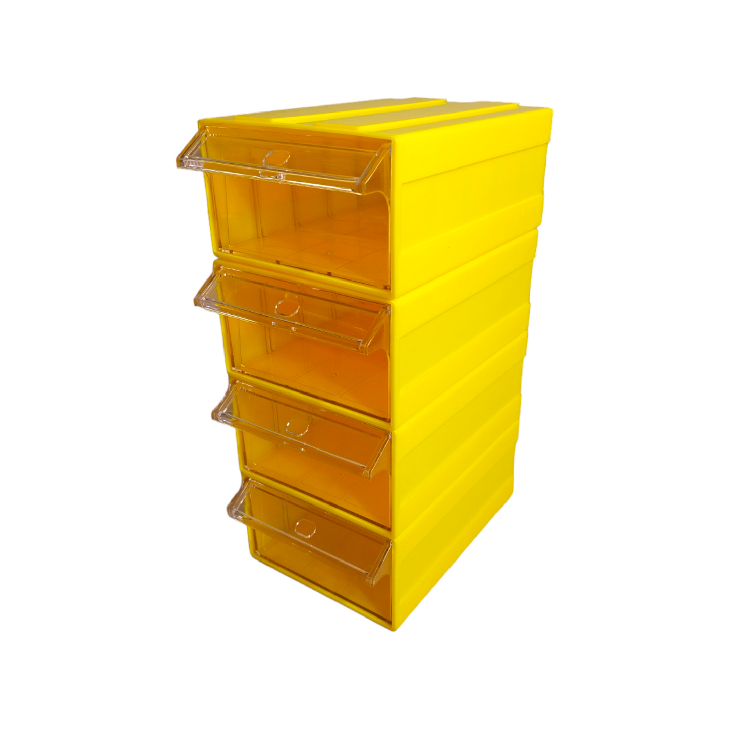 Yellow Stackable Plastic Storage Drawers L203xW135xH79mm with Removable Compartments