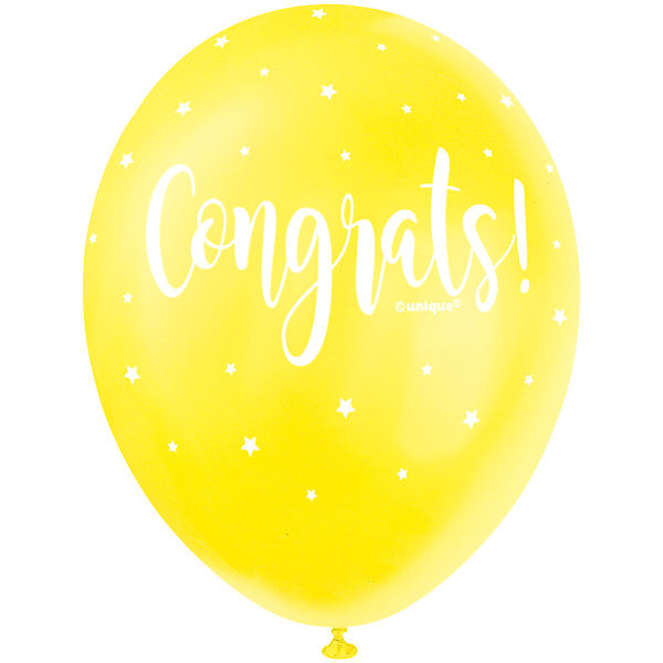 Pack of 5 Congrats 12" Pearlised Latex Balloons