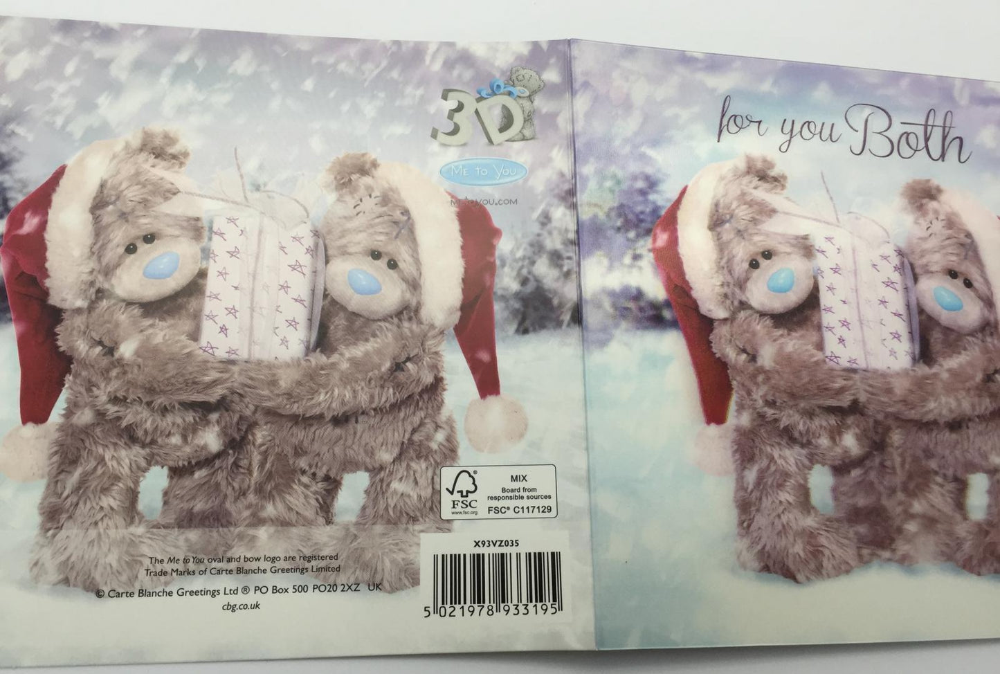 3D Holographic Both Of You Me to You Bear Christmas Card 