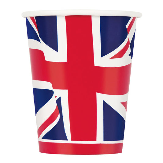 Pack of 8 Union Jack 9oz Paper Cups