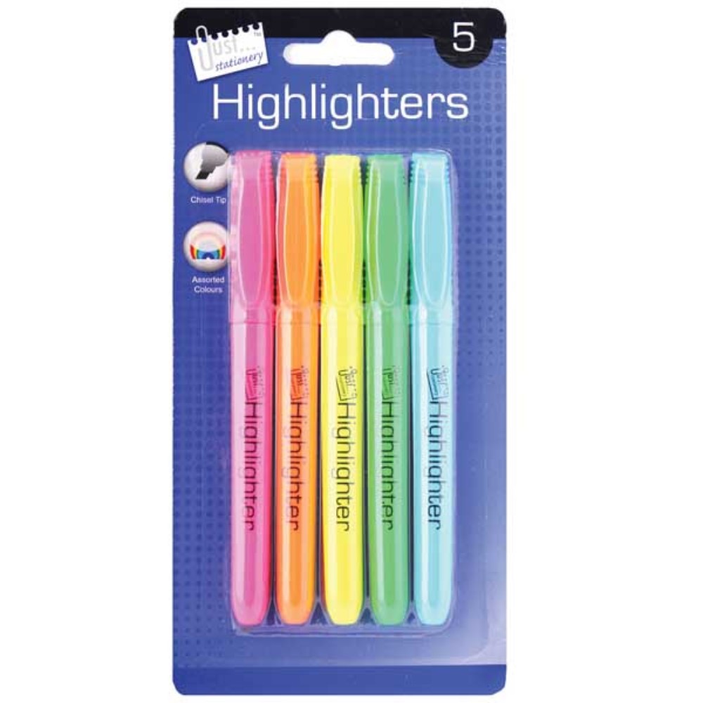 5 Bright chisel tip Highlighters