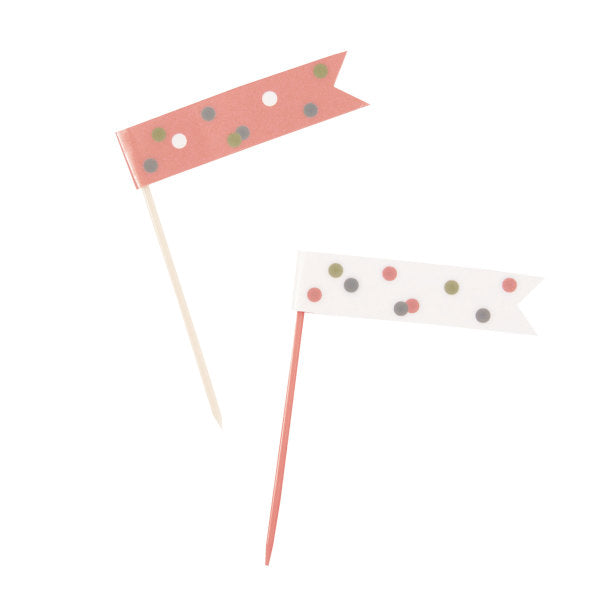 Pack of 6 Birthday Rose Gold Glitz Flag Picks