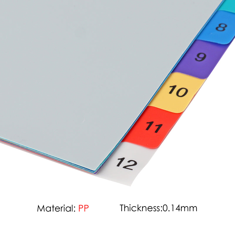 12 Part A4 PP Coloured Index Filing Dividers