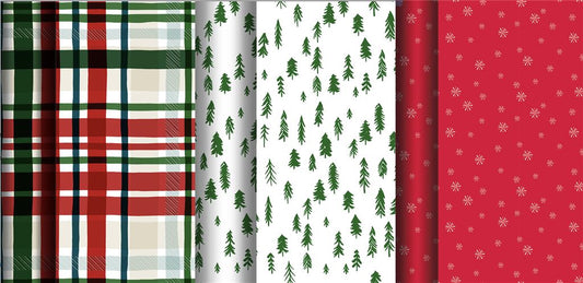 Pack of 4 3m Christmas Tatan Tree Design Gift Wrap Rolls