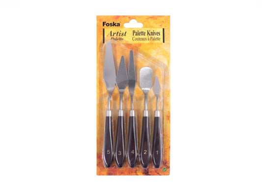 Pack of 5 Assorted PP Art Plastic Handle Painting Flexible Palette Knives