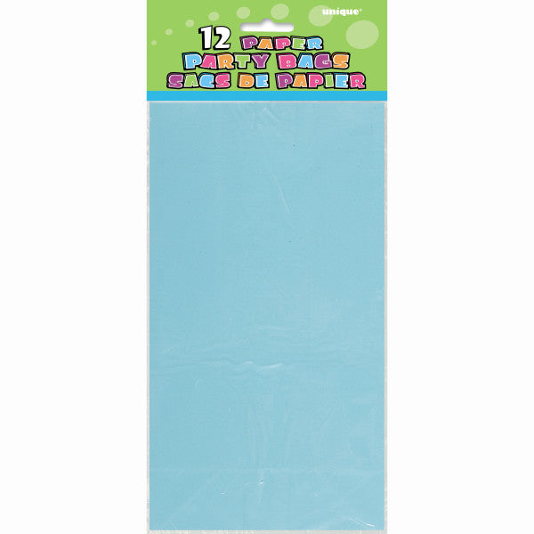 Pack of 12 Baby Blue Paper Party Bags