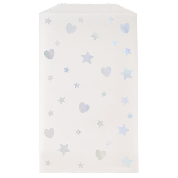 Pack of 8 Iridescent Hearts and Stars Glassine Treat Bags