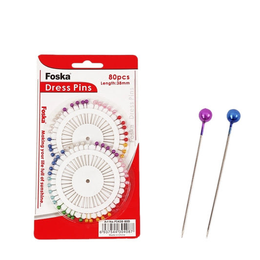 Pack of 80 Assorted Colour Dress Pins 38mm - Sewing