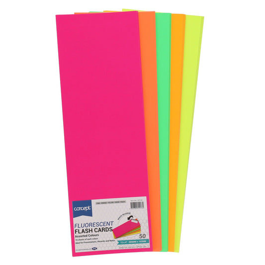 Pack of 50 12"x4" Fluorescent Flash Cards by Concept