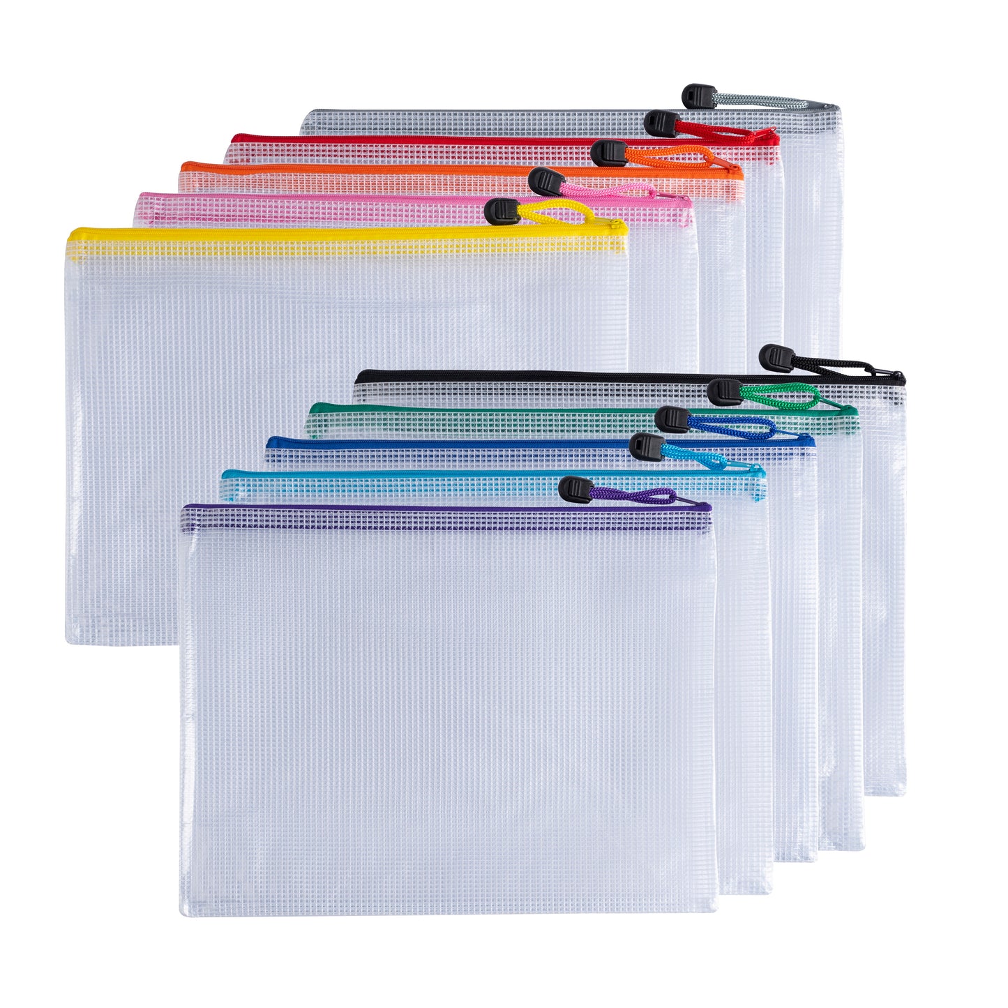 Pack of 12 A5 Grey PVC Mesh Zip Bags