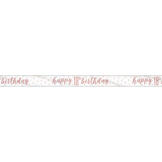 9ft Glitz Rose Gold Foil Banner "Happy 18th Birthday"