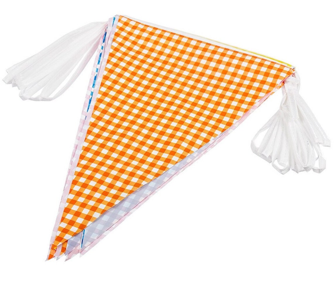 Gingham Multi Colour Mix Bunting 10m with 20 Pennants