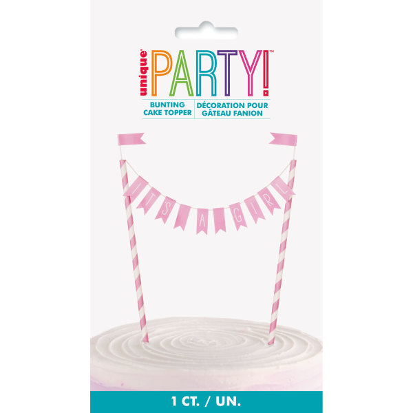 "It's a Girl" Baby Shower Bunting Cake Topper