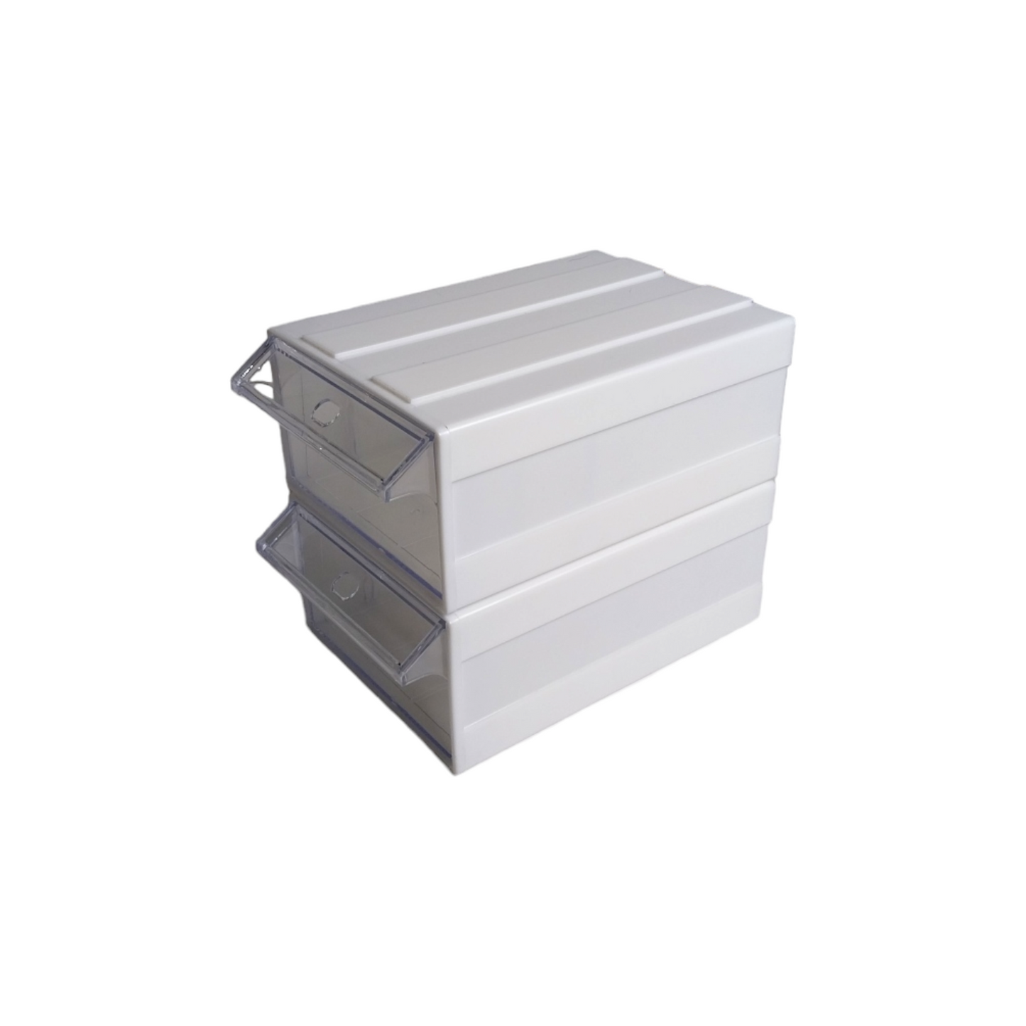 White Stackable Plastic Storage Drawers L203xW135xH79mm with Removable Compartments