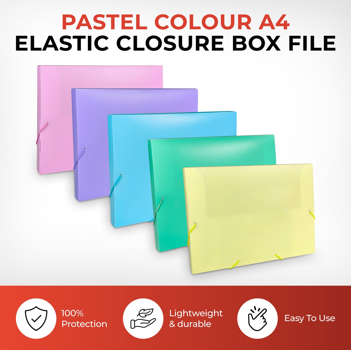 Pastel Green A4 Elastic Closure Box File