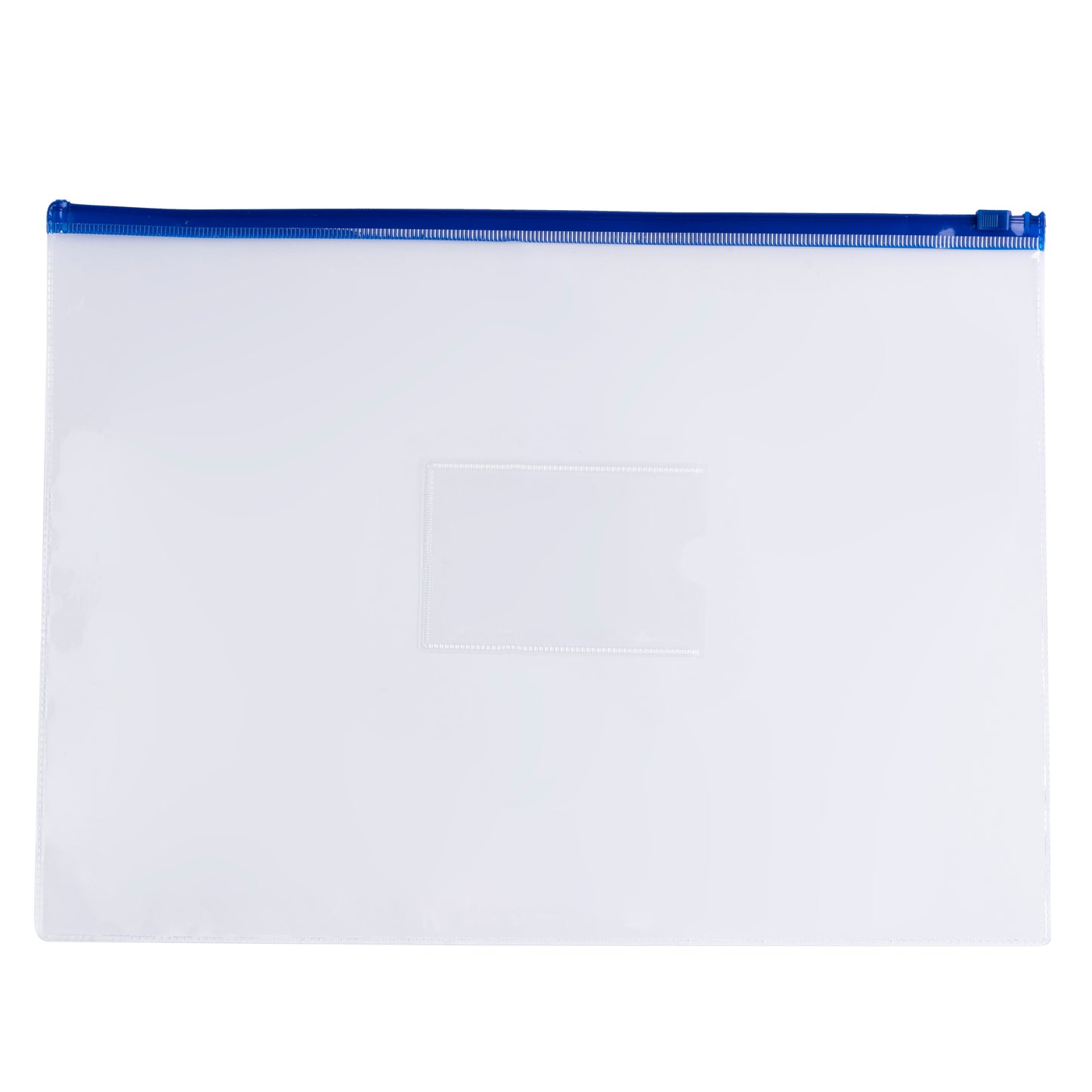 Pack of 12 A4+ Foolscap Clear Zippy Bags with Blue Zip