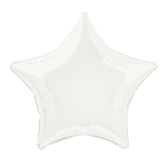 20" White Solid Star Foil Balloon