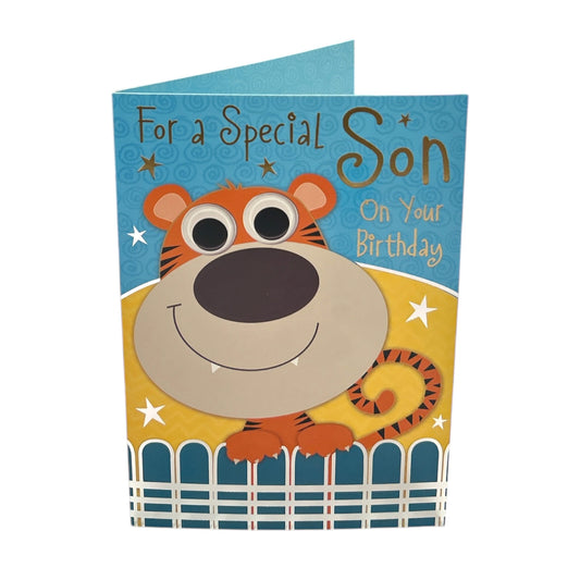 For Special Son Juvenile Tiger Design Birthday Card