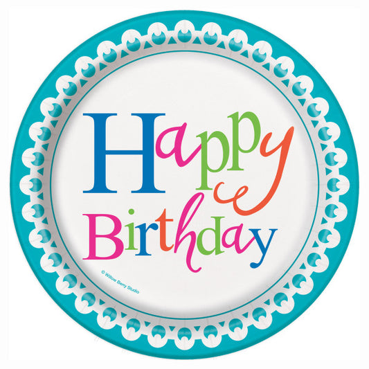 Pack of 8 Confetti Cake Birthday Round 7" Dessert Plates