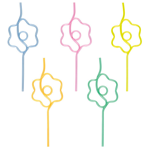 Pack of 5 Daisy Shaped Plastic Straws