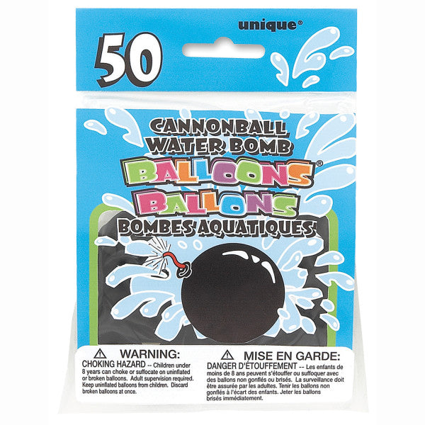 Pack of 50 Cannonball Shaped Water Bomb Balloons