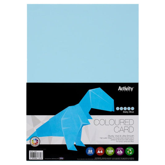 Pack of 50 Sheets A4 Baby Blue 160gsm Card by Premier Activity