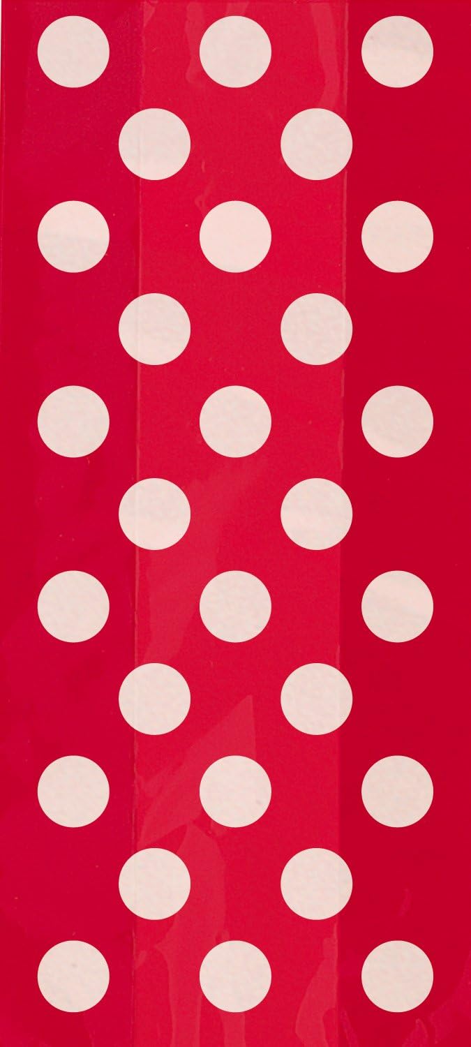 Pack of 20 Ruby Red Dots Cellophane Bags