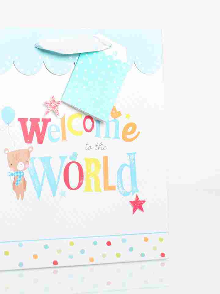 Medium-Candy Creatures Baby Boy Welcome to The World Medium Gift Bag