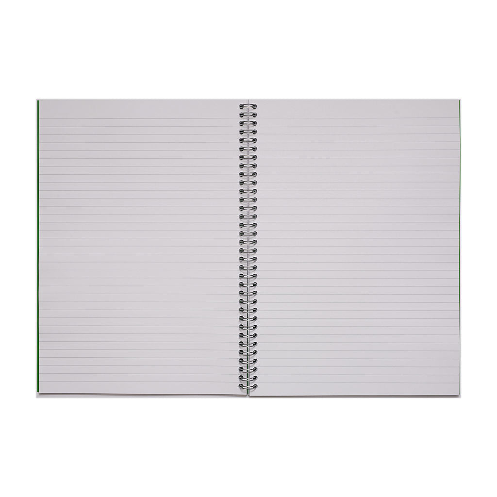 Rhino A4 200 Page Green Cover 8mm Lined Softback Notebook