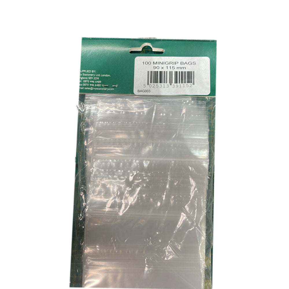 Pack of 100 Minigrip Bags 90 x 115mm