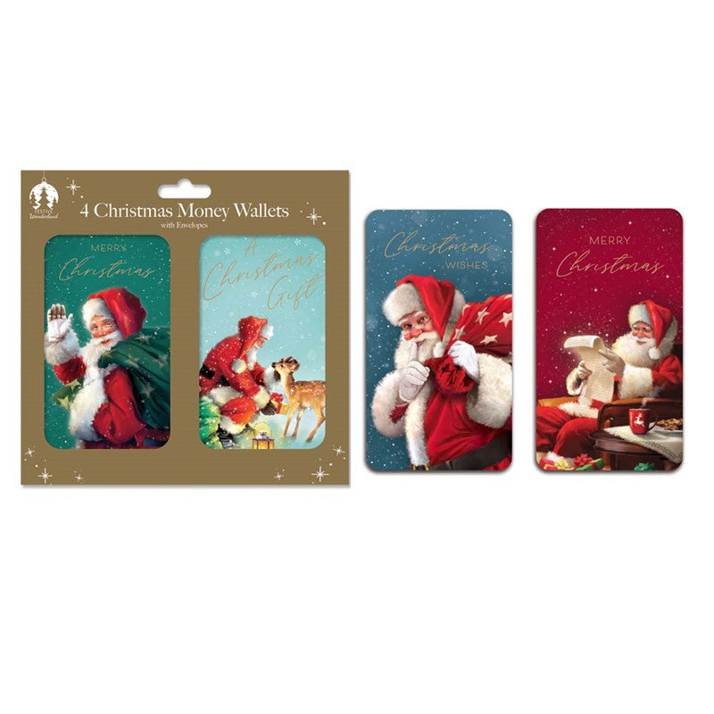 Pack of 4 Traditional Christmas Money Wallets