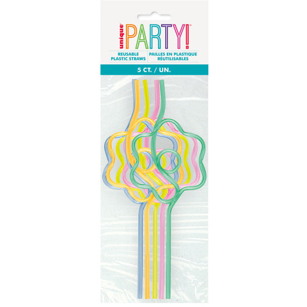 Pack of 5 Daisy Shaped Plastic Straws