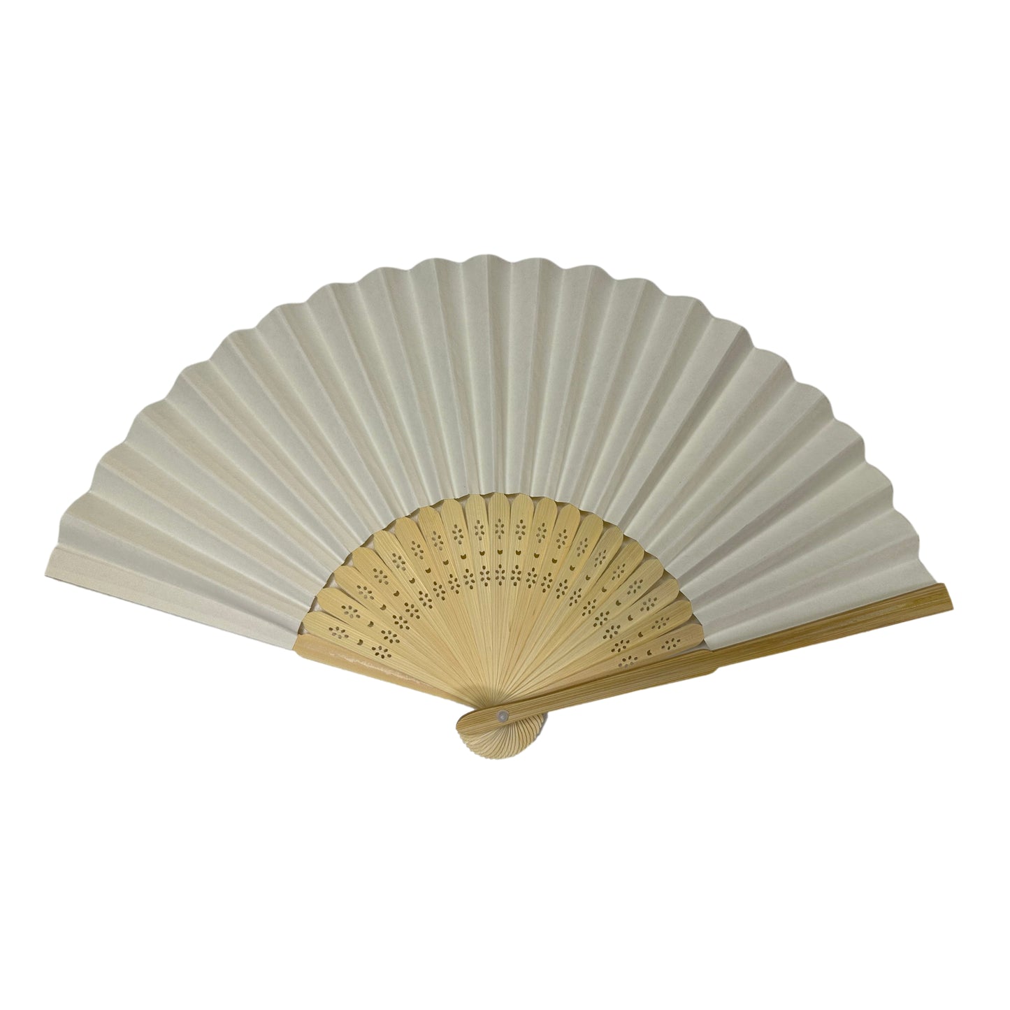 Rice White Paper Foldable Hand Held Bamboo Wooden Fan by Parev