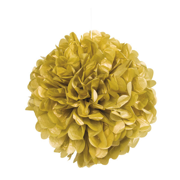 Metallic Gold Solid 16" Hanging Tissue Pom Pom