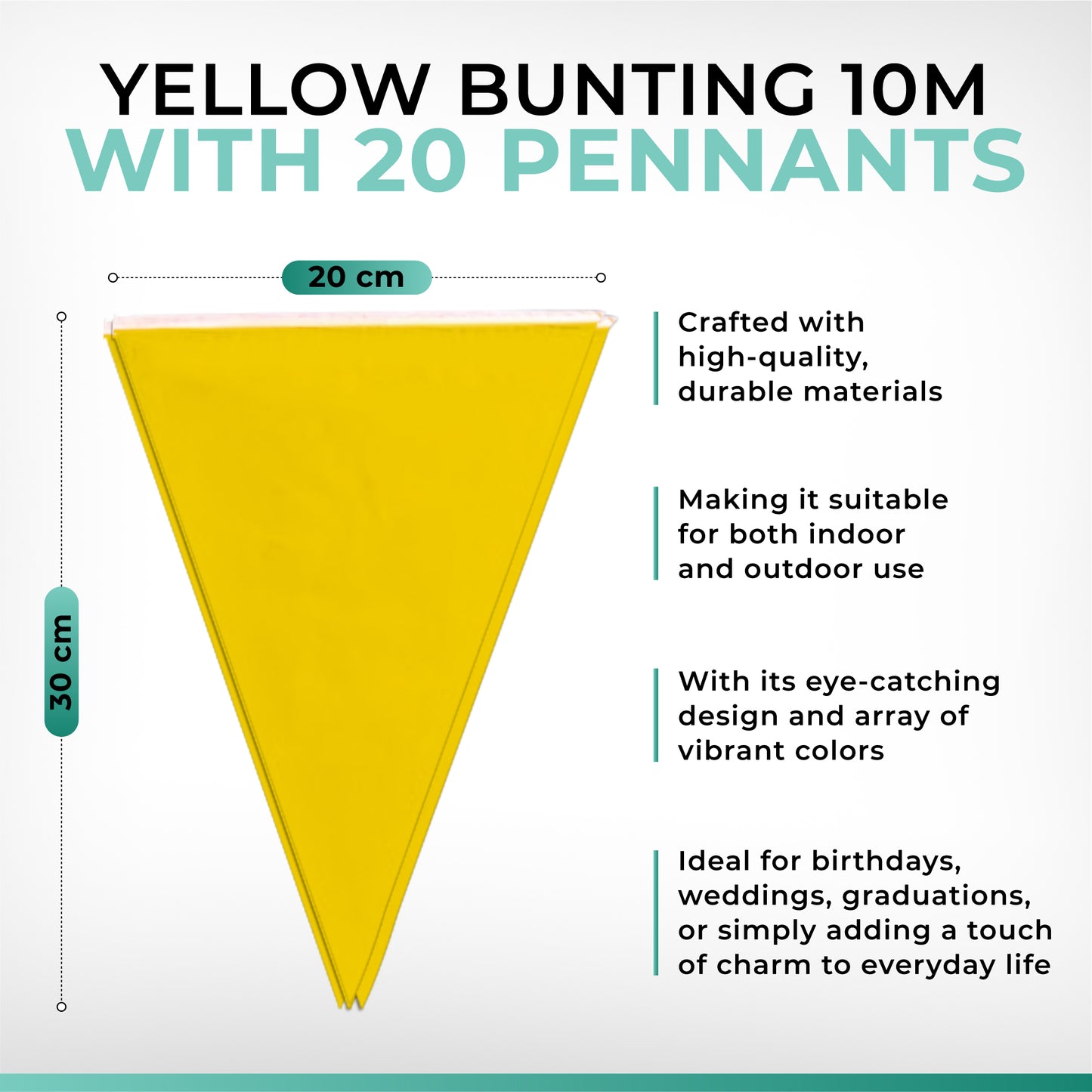 Yellow Bunting 10m with 20 Pennants