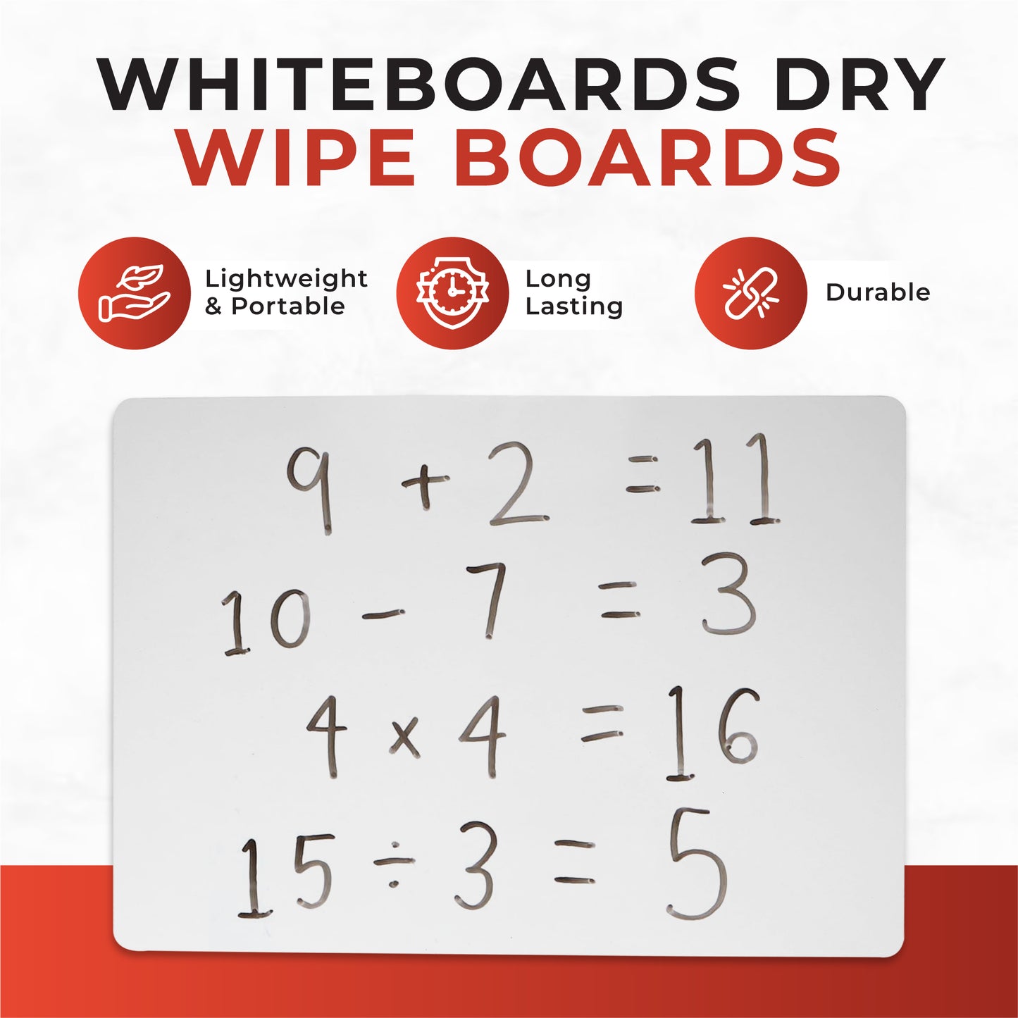 Pack of 12 A5 Whiteboards Dry Wipe Boards