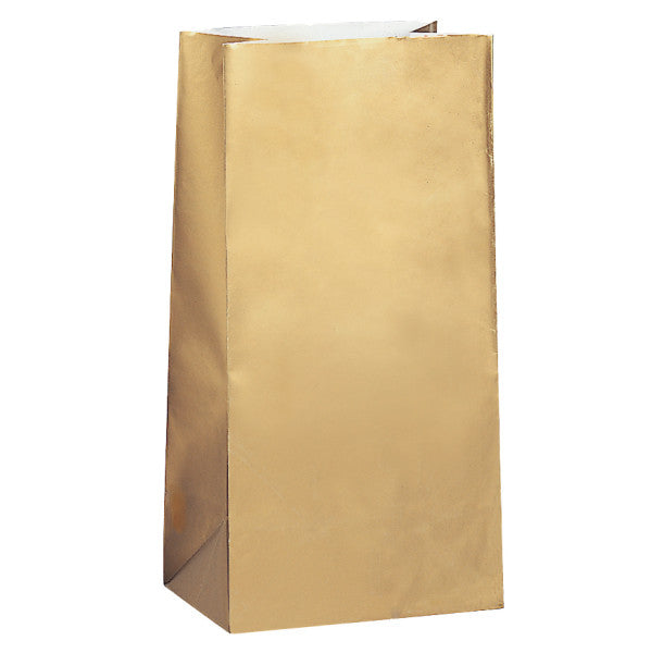 Pack of 10 Gold Metallic Paper Party Bags