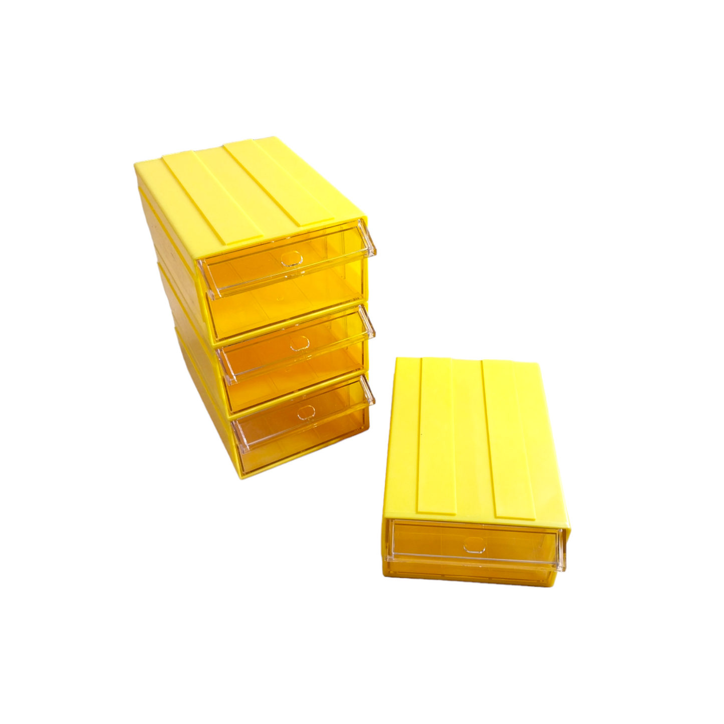 Yellow Stackable Plastic Storage Drawers L203xW135xH79mm with Removable Compartments